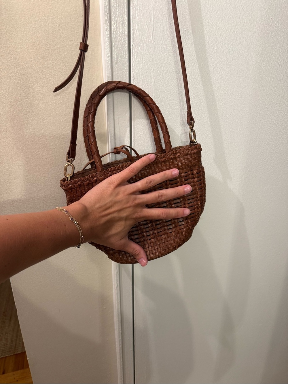 JCrew Woven Leather Tote Bag in Brown - Picture 4 of 5